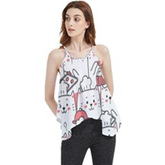 Cute Cat Chef Cooking Seamless Pattern Cartoon Flowy Camisole Tank Top by Salman4z