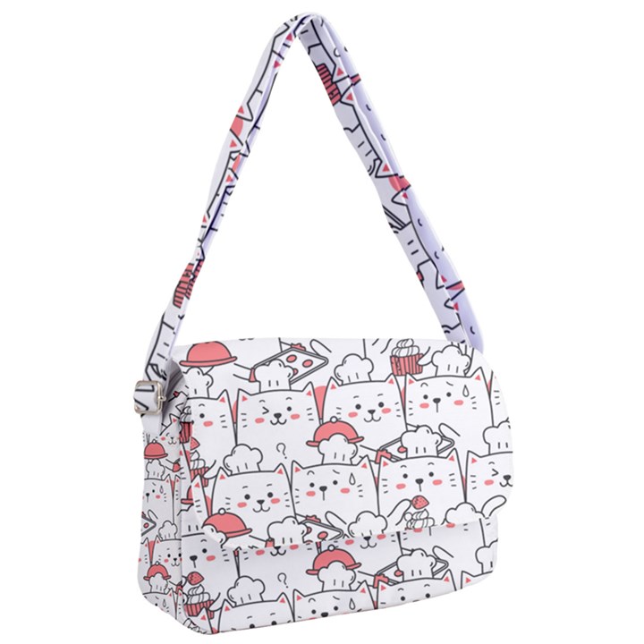 Cute Cat Chef Cooking Seamless Pattern Cartoon Courier Bag