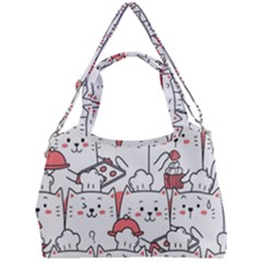 Cute Cat Chef Cooking Seamless Pattern Cartoon Double Compartment Shoulder Bag by Salman4z