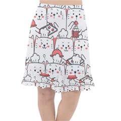 Cute Cat Chef Cooking Seamless Pattern Cartoon Fishtail Chiffon Skirt by Salman4z