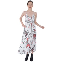 Cute Cat Chef Cooking Seamless Pattern Cartoon Tie Back Maxi Dress by Salman4z