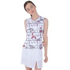 Cute Cat Chef Cooking Seamless Pattern Cartoon Women s Sleeveless Sports Top by Salman4z