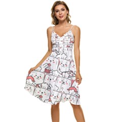 Cute Cat Chef Cooking Seamless Pattern Cartoon Sleeveless Tie Front Chiffon Dress by Salman4z