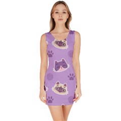 Cute Colorful Cat Kitten With Paw Yarn Ball Seamless Pattern Bodycon Dress by Salman4z