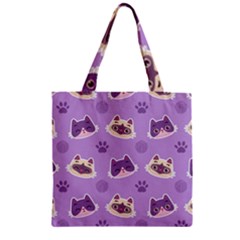 Cute Colorful Cat Kitten With Paw Yarn Ball Seamless Pattern Zipper Grocery Tote Bag by Salman4z