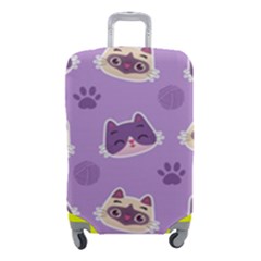 Cute Colorful Cat Kitten With Paw Yarn Ball Seamless Pattern Luggage Cover (small) by Salman4z