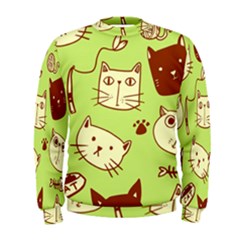 Cute Hand Drawn Cat Seamless Pattern Men s Sweatshirt by Salman4z