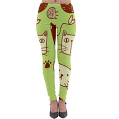 Cute Hand Drawn Cat Seamless Pattern Lightweight Velour Leggings by Salman4z