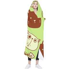 Cute Hand Drawn Cat Seamless Pattern Wearable Blanket by Salman4z