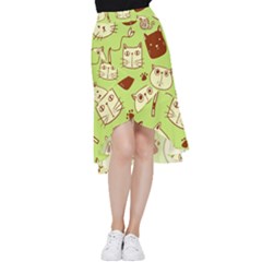 Cute Hand Drawn Cat Seamless Pattern Frill Hi Low Chiffon Skirt by Salman4z