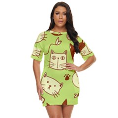 Cute Hand Drawn Cat Seamless Pattern Just Threw It On Dress by Salman4z