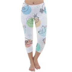 Cartoon Bird Cute Doodle Bird Capri Winter Leggings  by Salman4z