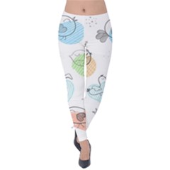 Cartoon Bird Cute Doodle Bird Velvet Leggings by Salman4z