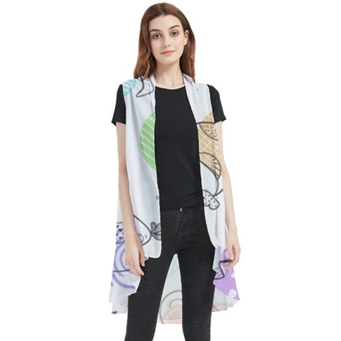 Cartoon Bird Cute Doodle Bird Sleeveless Chiffon Waistcoat Shirt by Salman4z