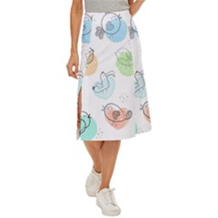 Cartoon Bird Cute Doodle Bird Midi Panel Skirt by Salman4z