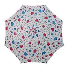 Hearts Seamless Pattern Memphis Style Golf Umbrellas by Salman4z