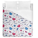 Hearts Seamless Pattern Memphis Style Duvet Cover (Queen Size) View1