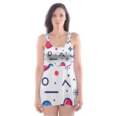 Hearts Seamless Pattern Memphis Style Skater Dress Swimsuit by Salman4z