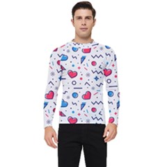 Hearts Seamless Pattern Memphis Style Men s Long Sleeve Rash Guard by Salman4z