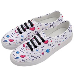 Hearts Seamless Pattern Memphis Style Women s Classic Low Top Sneakers by Salman4z