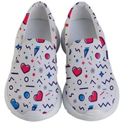 Hearts Seamless Pattern Memphis Style Kids Lightweight Slip Ons by Salman4z