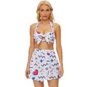 Hearts Seamless Pattern Memphis Style Vintage Style Bikini Top and Skirt Set  View1