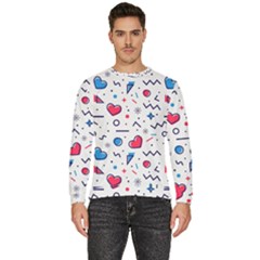 Hearts Seamless Pattern Memphis Style Men s Fleece Sweatshirt by Salman4z