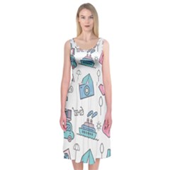 Transportation Seamless Pattern Midi Sleeveless Dress by Salman4z