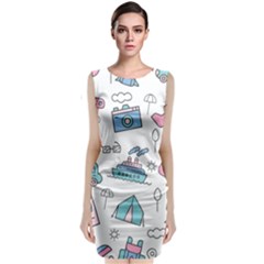 Transportation Seamless Pattern Sleeveless Velvet Midi Dress by Salman4z