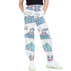 Transportation Seamless Pattern Kids  Elastic Waist Pants by Salman4z