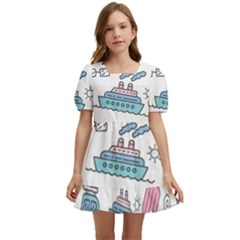 Transportation Seamless Pattern Kids  Short Sleeve Dolly Dress by Salman4z