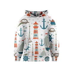 Nautical Elements Pattern Background Kids  Pullover Hoodie by Salman4z