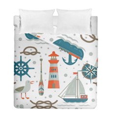 Nautical Elements Pattern Background Duvet Cover Double Side (full/ Double Size) by Salman4z