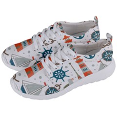 Nautical Elements Pattern Background Men s Lightweight Sports Shoes by Salman4z