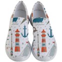 Nautical Elements Pattern Background Women s Lightweight Slip Ons View1