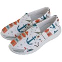 Nautical Elements Pattern Background Women s Lightweight Slip Ons View2