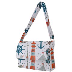 Nautical Elements Pattern Background Full Print Messenger Bag (l) by Salman4z