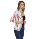 Nautical Elements Pattern Background Women s One-Button 3/4 Sleeve Short Jacket View3