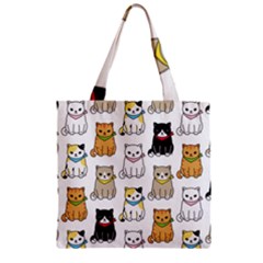 Cat Kitten Seamless Pattern Zipper Grocery Tote Bag by Salman4z