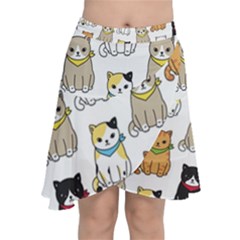 Cat Kitten Seamless Pattern Chiffon Wrap Front Skirt by Salman4z