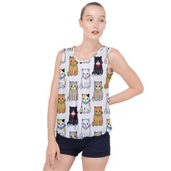 Cat Kitten Seamless Pattern Bubble Hem Chiffon Tank Top by Salman4z