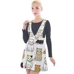 Cat Kitten Seamless Pattern Plunge Pinafore Velour Dress by Salman4z