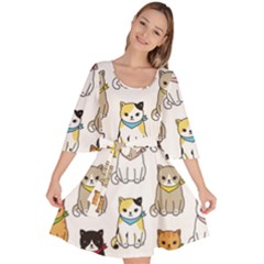 Cat Kitten Seamless Pattern Velour Kimono Dress by Salman4z