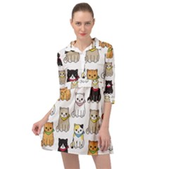 Cat Kitten Seamless Pattern Mini Skater Shirt Dress by Salman4z