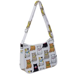 Cat Kitten Seamless Pattern Zip Up Shoulder Bag by Salman4z