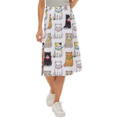 Cat Kitten Seamless Pattern Midi Panel Skirt by Salman4z