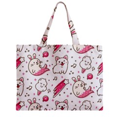 Cute Animal Seamless Pattern Kawaii Doodle Style Zipper Mini Tote Bag by Salman4z