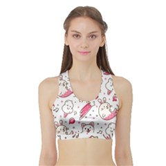 Cute Animal Seamless Pattern Kawaii Doodle Style Sports Bra With Border by Salman4z