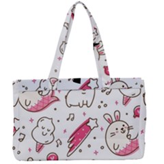 Cute Animal Seamless Pattern Kawaii Doodle Style Canvas Work Bag by Salman4z