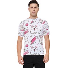 Cute Animal Seamless Pattern Kawaii Doodle Style Men s Short Sleeve Rash Guard by Salman4z